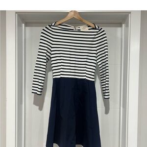 Kate Spade Navy and White Striped Midi Dress